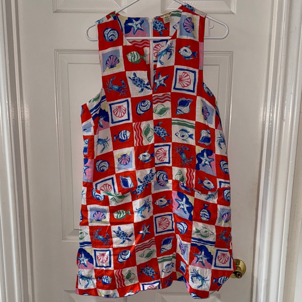 Magaschoni Sea Print Shift Dress in 100% Linen